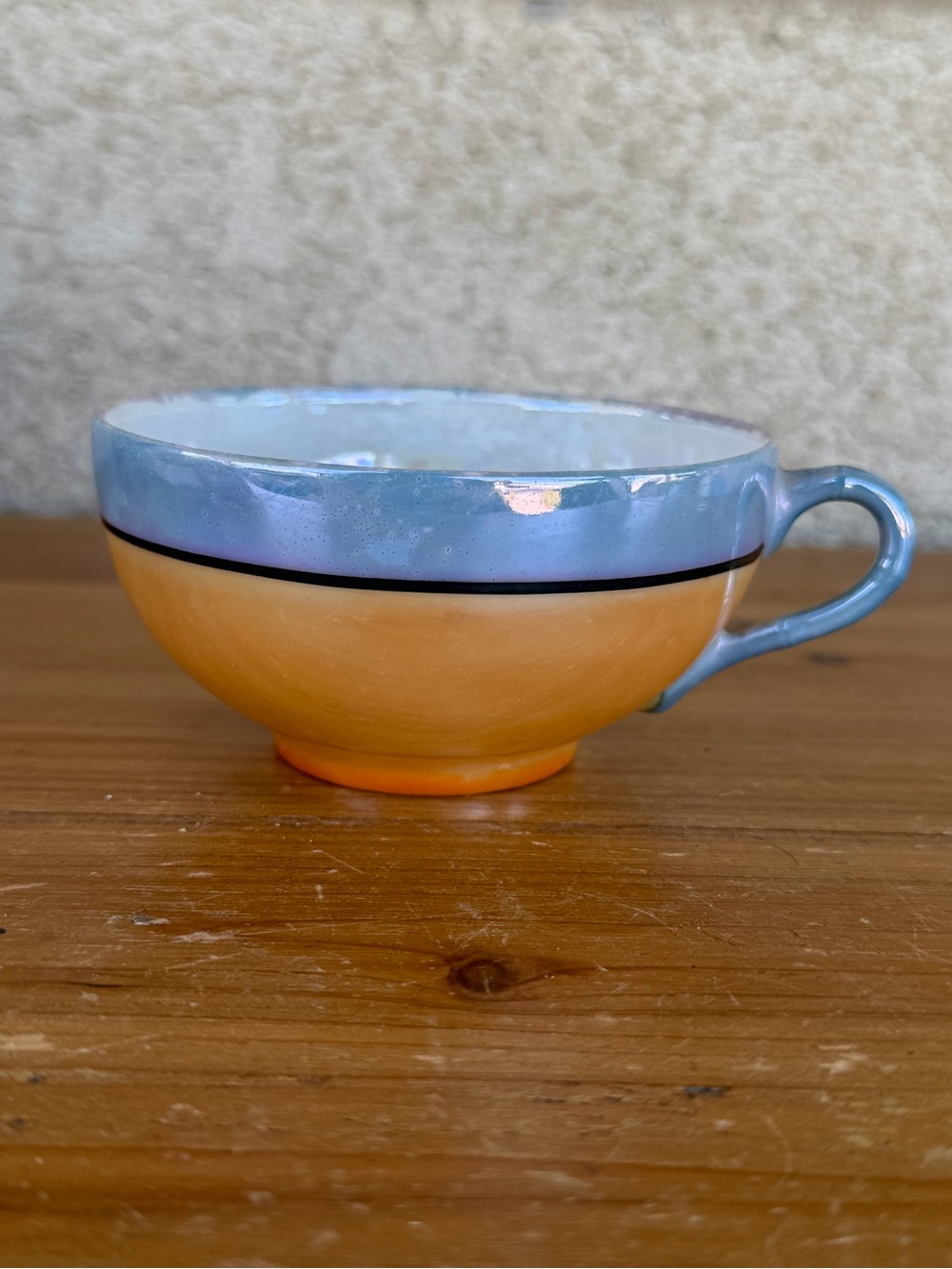 Handcrafted Blue and Orange Ceramic tea cup  -